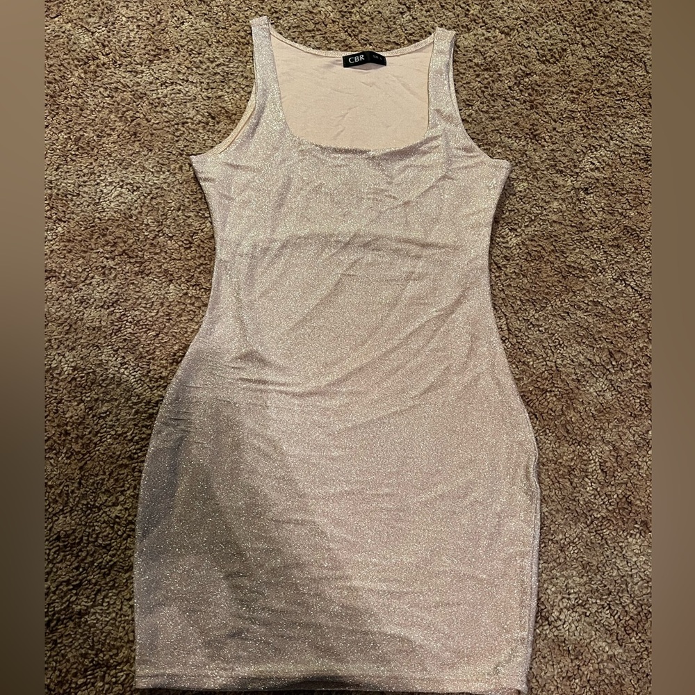 CBR light pink sparkle bodycon mini dress